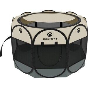 Foldable Pet Playpens for Puppies/Dogs/Cats/Rabbits with Removable Mesh- Grey